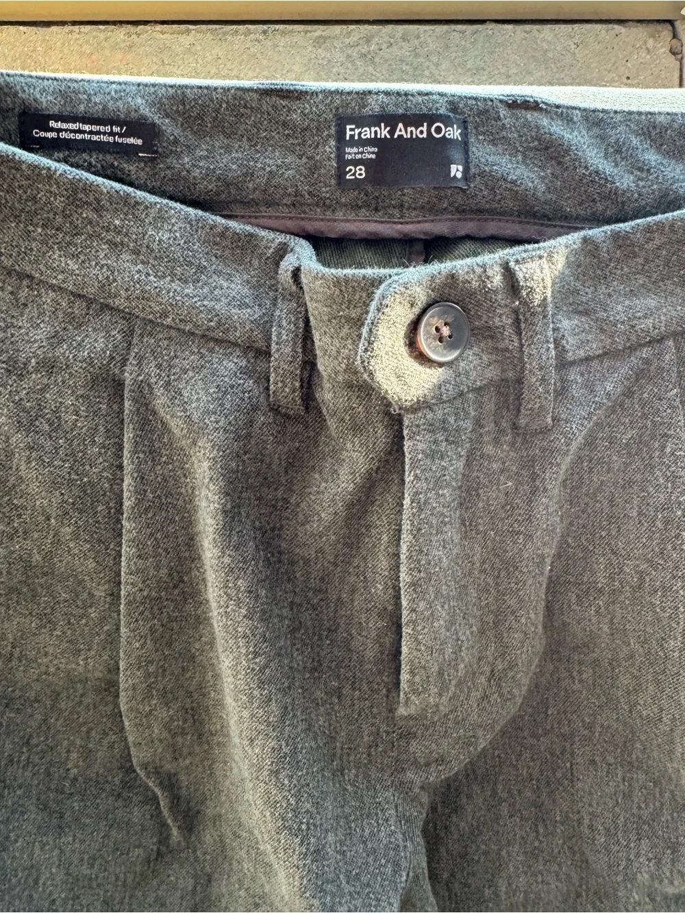 Frank & Oak Dark Gray Pleated Men’s Trousers 28”